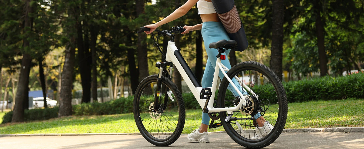 Electric Bike for Adults 26" Step-Through Ebike with 2.1" Tire,Peak 750W Motor Ebikes with 7 Speed Commuter E Bicycle